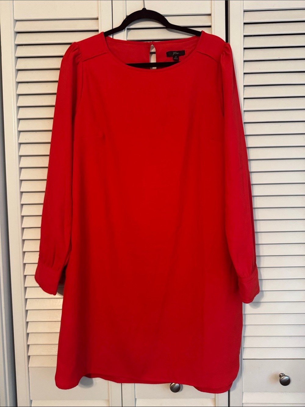 J. Crew Red Long-Sleeve Shift Dress